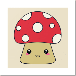 Cute Kawaii Mushroom Posters and Art